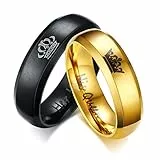 OIDEA Paar Ring Herren Gold: Herren Partnerring aus Edelstahl mit Gravur His Queen Her King Krone Eheringe Trauringe Geschenk für Männer Größe 57