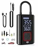SERVOMASTER Elektrische Luftpumpe-Akku Luftpumpe 150 PSI 12V DC, Akku Kompressor mit LED-Leuchten und Digitalanzeige, Elektrische Fahrradpumpe für Fahrrad, E-Bike, Auto, Motorrad, Bälle