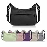 viiotu Umhängetasche Damen Crossbody Bag, Nylon Crossbody Tasche Damen Verstellbarer Schultergurt, Schultertasche für Alltag, Reisen und Arbeit (Schwarz)