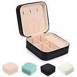 JARAGAR JARAGAR Kleine Schmuckschatulle, tragbarer Reise-Schmuck-Organizer, Mini-Reise-Schmuckkästchen aus Leder für Ringe, Ohrringe, Halsketten, Armbänder, Schmuck, Geschenk für Frauen und Mädchen