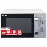Sharp R204WA Solo-Mikrowelle, 20 L, 800 W, 6 Leistungsstufen, Timer von 30 Minuten bis 00 Sekunden, Weiß