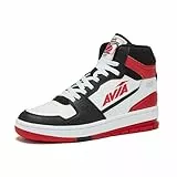 Avia 821 High-Top-Sneaker für Herren, für drinnen oder draußen, Basketballschuhe, Größe 40 bis 44, Retro-High-Top-Schuhe, Herren oder Damen, Schwarz/Rot/Weiß, 10.5 Women/9 Men
