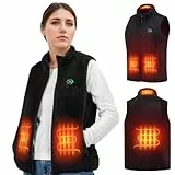KEMIMOTO Beheizbare Weste Damen, Heizweste mit 4 einstellbare Heizzonen, 3 Heizstufen,USB Eletriksche Wärmeweste für Ski Fahren, Wandern, Outdoor Ativitäten (Ohne Akku)