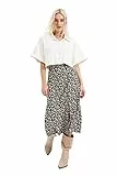 TRENDYOL Damen Fliesenblumenmuster Tipp Detaillierter Rock Skirt, Schwarz, 38 EU