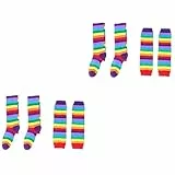 GALPADA 4stücke Teiliges Set Aus Bunten Regenbogen-handschuhen Und Warmen Socken Für Frauen Und Mädchen Geeignet Für Kostüme Partys Und Veranstaltungen Handschuhe Und Socken Mit Rotem