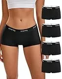INNERSY Damen Boxershorts Baumwolle Schwarz Shorts Unterwäsche Lange Unterhosen Boyshorts 4 Pack (S, 4 Schwarz)