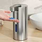 Fachixy Seifenspender Automatisch,Gebürsteter Edelstahl, Berührungslos,340ml Elektrischer Seifenspender mit Sensor, USB Wiederaufladbar für Bad,Küche