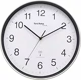 Technoline WT 8030 Funkwanduhr 30 cm – DCF Funkuhr mit automatischer Zeiteinstellung | geräuscharm | modernes Design | große Zahlen | analoge Wanduhr für Büro Wohnzimmer Küche | silber