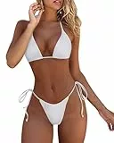DOULAFASS Bikini Damen Set Sexy Triangel String Bikini Brazilian Style 2tlg Falten Tanga Bikinis