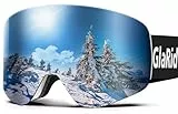 GlaRid Skibrille, Snowboard Brille für Brillenträger，OTG UV-Schutz, Anti Fog Schneebrille Herren Ski Goggles für Skifahren, Weiss