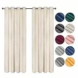 WOLTU Verdunklungsvorhang Blickdicht Samtvorhänge mit Ösen, 2 Stücke Thermogardine Ösenvorhang 300 g/m² Schwere Verdunkelungsgardinen lichtdicht für Schlafzimmer Wohnzimmer, 140x245 cm Beige