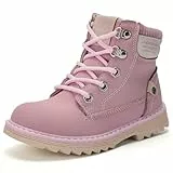 TZJS Kinder Wanderschuhe Jungen Mädchen Bequem Trekking Wanderstiefel,Anti-Rutsch und leicht, schützt Knöchel und Zehen.Schnürband und seitlicher Reißverschluss Design.27-35EU(rosa 29)