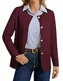 GRACE KARIN Damen Classic Cardigan Langarm Strickjacke Button Down Freizeit Strickjacke Herbst Dunkelrot L