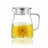 CNGLASS Glas-Teekanne 800ml/27oz mit Sieb,Klarglas-Teekessel mit abnehmbarem Edelstahlsieb,Herdsichere Glas-Teekanne für blühenden und losen Blatttee