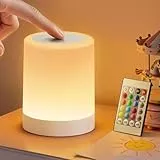 Auxmir Nachttischlampe Touch Dimmbar 3000mAh, Nachtlicht Kinder 5 Modi 13 Farben 5 Helligkeiten, Stilllicht Tischlampe Kabellos mit Timing Funktion, Tragbar Schreibtischlampe für Deko Kinderzimmer