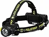 Ledlenser H7R Work Robust Stirnlampe LED, Aufladbar Mit Lithium Akku, Wasserdicht IP67, 1000 Lumen, High CRI, Fokussierbar, Stufenlos Dimmbar, Leuchtweite 250m, Mit Helmclips, USB Magnetladekabel