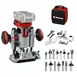 Einhell Professional Akku-Oberfräsen-Kantenfräsen-Set TP-RO 18 Set Li BL-Solo Power X-Change (18 V, Brushless, Frästiefen-Feineinstellung, inkl. Zubehör, Tasche, 15 tlg. Fräser-Set, ohne Akku)