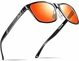 ATTCL Herren Polarisierte Fahren Sonnenbrille Al-Mg Metall Rahme Ultra Leicht 18587 black-red UV400 CAT 3 CE