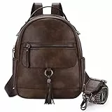 Chase Chic Klein Rucksack Damen,Leder Anti-Diebstahl Mode Rucksackhandtaschen,Mehrzweck Cabrio Schultertasche Handtasche Rucksacktasche,Kaffee
