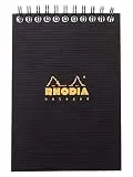 Rhodia 13920C Notepad Block (kariert, mit Spiralbindung, DIN A6, 10,5 x 14,8 cm, 90 g, 80 Blatt) 1 Stück schwarz