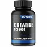 Creatin HCL Kapseln Hochdosiert – 180 vegane Kreatin Kapseln | Creatine Capsules – 3000 mg Kreatin HCL pro Tagesportion – produziert in Deutschland