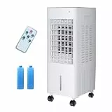 Verdunstungskühler, Mobiler Luftkühler, 4-in-1 mit 3 Stufen, 6L/12L Fernbedienung, Mobiles Klimagerät ohne Abluftschlauch mit Wasserkühlung, Ventilator, Luftbefeuchter und Nachtmodus(12L white)