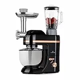 Klarstein Knetmaschine Küchenmaschine mit Fleischwolf, 1800W Teigmaschine Klein, 6 Stufen, Schneebesen Rühr- & Knethaken, Planetenrührwerk, Rührmaschine mit Mixer, Küchenmaschinen mit 5L Schüssel