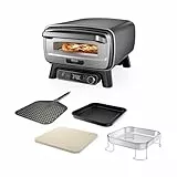 Ninja Artisan Outdoor-Pizzaofen und Heißluftfritteuse, 4 Funktionen: Pizza, Air Fry, Bake, Prove, 5 Pizzaeinst., mit 30 cm Pizzastein, Pizzaschale, Backblech, Heißluft-Fritteusen-Korb, Grau MO201EU