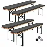 Showgeous 4er-Pack Bierbankauflage Gepolstert für Bierzeltgarnitur Bankauflage 220x25x3cm XL Waschbare Bierbankauflagen Gepolstert Auflage für Biertisch & Partyzeltgarnitur(Anthrazit,Wasserabweisend)