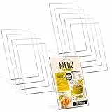 ZOFUN 10 Stück Aufsteller A4, Tischaufsteller A4 Acryl ständer, Schräg Tischaufsteller Werbeständer/L-Ständer, Transparent Aufsteller für Fotos, Cafés, Restaurants, Ausstellungen, Büros