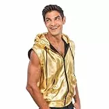 Chaks - Kapuzenjacke, metallic, ärmellos mit Reißverschluss, Weste für Festival, Party, Disco Mottoparty