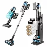 CLEANmaxx AeroTec 500 Staubsauger mit Absaugstation | Handstaubsauger smart & kabellos | automatische Staubentleerung 3,5 l Beutel | 34 kPa | 60 Min Laufzeit | Milbenaufsatz & HEPA-Filter