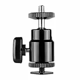 Walimex pro Premium Mini Stativkopf Kugelkopf mit 1/4 Blitzschuhadapter, 360° Drehbar Ball Head mit Hot Shoe Adapter für Kameras, LED Licht, Mikrofone, 1,5 kg Belastbarkeit