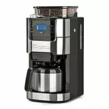 Barista Filterkaffeemaschine mit verstellbarem Mahlwerk | Warmhaltefunktion, 24h Timer & Permanentfilter | Für 10 Tassen Kaffee | Kaffeemaschine für Bohnen & Pulver [Edelstahl]