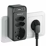 Steckdosenleiste 6 in 1 Mehrfachsteckdose mit 3 Fach Steckdose,Mehrfachstecker mit 2 USB C und 1 USB A Netzstecker,Steckdosenadapter Verteilersteckdose USB C für Steckdosen Zuhause Büro