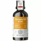 NATURE LOVE® Vitamin D3 1000 (50ml flüssig) – Laborgeprüfte 1000 I.E. pro Tropfen – in MCT-Öl aus Kokos – Vitamin D hochdosiert – hoch bioverfügbar, sehr hohe Stabilität und ohne unnötige Zusätze