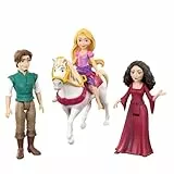Mattel Disney Prinzessin-Spielzeug, kleine Puppen im 4er-Set mit Rapunzel, Flynn Rider und Mutter Gothel sowie Pferd Maximus mit Sattel, vom Film inspiriert, JHG85