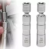 TUZHE Zündkerzenschlüssel 14mm und 16mm 2 Stück Magnet Universal Flexibel Zündkerzenschlüssel Satz Werkzeuge zum Entfernen von Zündkerzen (14mm+16mm)