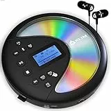 KLIM Discover - Tragbarer CD-Player mit langlebigem Akku - Mit Kopfhörern - Radio FM - Kompatibler MP3-CD-Player - SD-Karte, FM-Transmitter, Bluetooth - Ideal für Autos - Portable CD Player