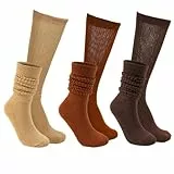 Mayoii 3 Paar Damen Slouch Socken, Extra Lange Scrunch Kniestrümpfe Neuheit Baumwolle Stricksocken Herbst Winter Boot Socken für Frauen Mädchen für einen stilvollen und bequemen Look, Einheitsgröße,