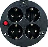 as - Schwabe 4-fach-Steckdoseneinsatz für Kabeltrommeln 230V/16A, abgesichert durch Thermoschutzschalter, IP20, Schwarz, 10542