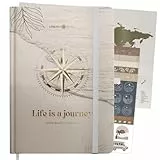 LEBENSKOMPASS® Reisetagebuch Journey zum ausfüllen A5 Platz für 50 Erinnerungen selberschreiben - Reisedokumentation & Achtsamkeitsübungen - Tagebuch für den Urlaub zur Organisation (Pro)