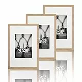 VUVUZULA Bilderrahmen 20x30cm Eiche 3er Set Fotorahmen Holzrahmen Rahmen Natur mit Passepartout Posterrahmen