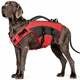 CITÉTOILE Hunde Schwimmweste mit Griff und Reflektierend, Einstellbare Rettungsweste für Kleine Mittel Große Hunde, Langlebigem für Wassersport Schwimmen und Bootfahren, Rot, XL