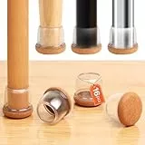 GAGUIUP Silicone Chair Leg Floor Protectors with Felt, 16PCS Chair Leg Protectors for Hardwood Floors, Clear Furniture Cup Chair Leg Covers to Protect Floors, Anti-Scratches & Noice(Round,Fit:1'-1.2')