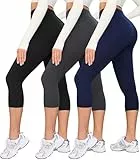 BAYDI Creamlush 3er Pack Capri Leggings Damen High Waist 3/4 Leggings für Yoga Pilates Freizeit Alltag