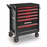 Original Einhell Werkstattwagen leer (6 Schubladen, Interlock-System, kugelgelagerte Führungsschienen, belastbar bis 135 kg, mobil mit Feststellrollen)