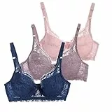 CSWH 3er Pack BHS Damen mit Bügel Fraun Spitzen-BH Set mit verstellbarem Push Up Sexy BH Mädchen Atmungsaktiver Weich Bequemer Y2K Unterwäsche Bra für Alltag