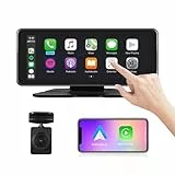 VSYSTO CarPlay und Android Auto Auto-Display, Wireless 5 Inch Tragbarer Auto Display mit Kamera Wasserdichter Touchscreen, Auto Bildschirm Dashcam mit BT, AUX, FM, Spiegelung für Autos, LKW