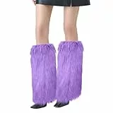 XEPST Damen Kunstpelz Beinwärmer Plüsch Beinwärmer, Mädchen Furry Fuzzy Stulpen Damen für Winterwärmer Karneval Halloween Fasching Mottoparty Verkleidung - Lila